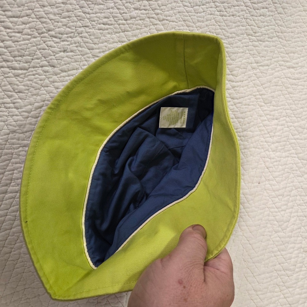 Banana Republic Lime Green Zipper Detail Cotton Bucket Hat Size M/L Chartreuse - Picture 3 of 4
